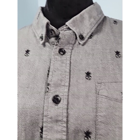 Vans Off The Wall Classic Fit Button Front Short Sleeve Cotton Shirt Pineapple - Picture 3 of 10